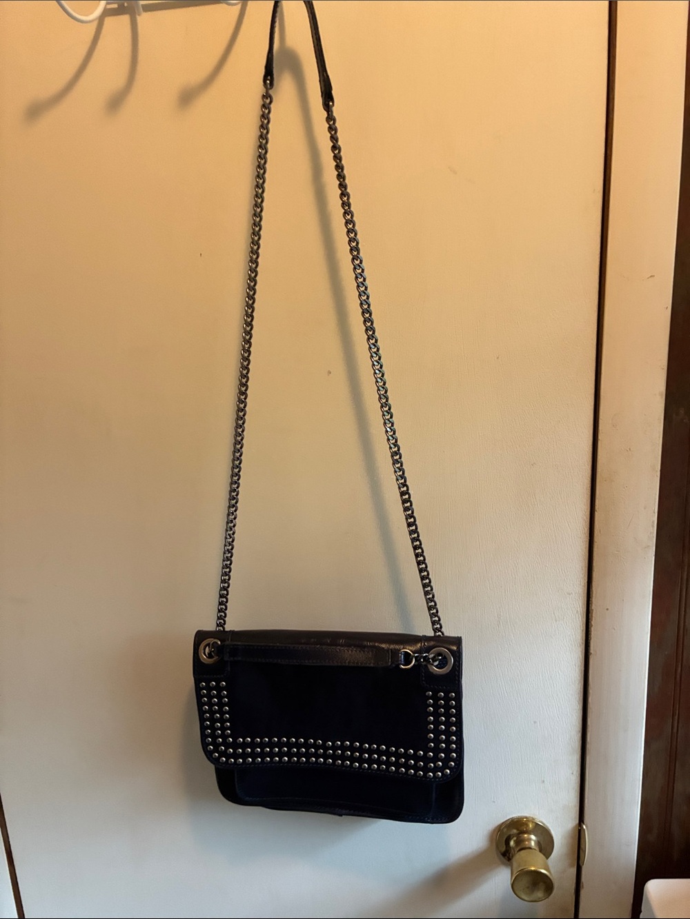 Patricia Nash Black Leather Studded Chain-Handle Shoulder Bag - Picture 5 of 13